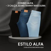Combo Alfa - 3 Calça Jeans Skinny Masculina
