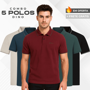 Kit 5 Camisas Polo Dino Manga Curta Minimalista
